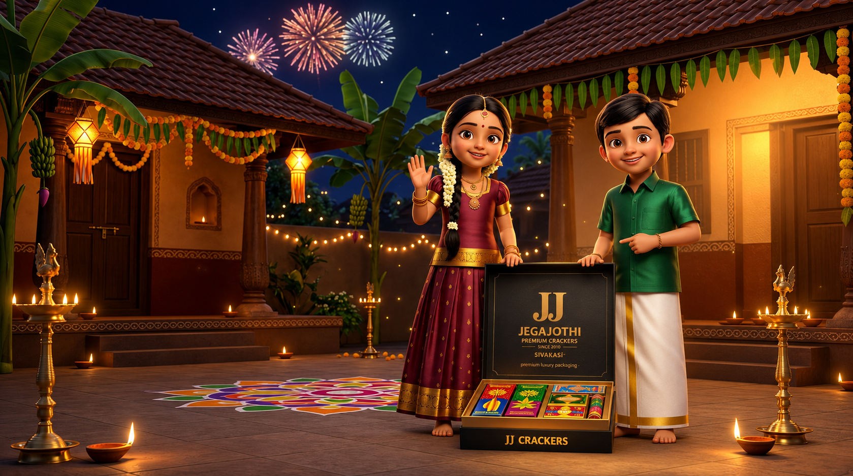 Diwali Courtyard Scene